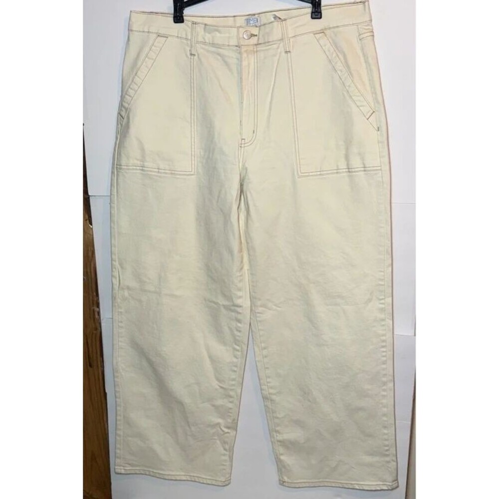NWOT Time and Tru Ivory Wide Leg Utility Jeans Size 20